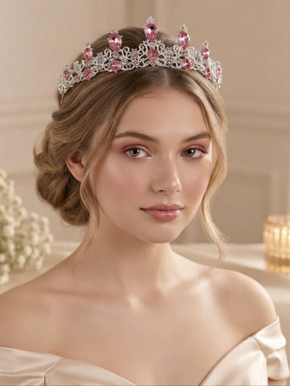 Gold-Tone Fantasy Butterfly Hair Crown with Pearls & Crystals